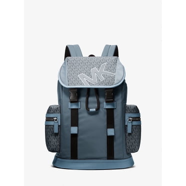 Michael Kors Outlet Cooper Signature Logo and Nylon Backpack - Cornflower
