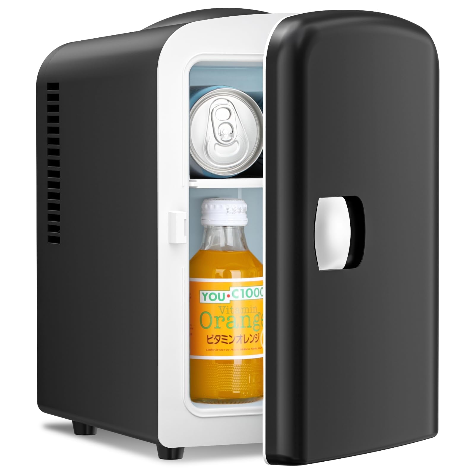 Mini Fridge,4L/6 Can Makeup Mini Refrigerator Small for Bedroom/Car/Dorm/Office,Portable Beverage Cooler with Chiller No Freezer for Wine,Food,Cosmetics,Skin Care - Black