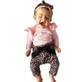thumbnail image 3 of Dewadbow Newborn Baby Girls Clothes Long Sleeve Tops+Leopard Pants Headband Outfits Set, 3 of 5