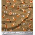 thumbnail image 1 of Soimoi Brown Georgette Viscose Fabric Insect & Cat Animal Print Sewing Fabric BTY 42 Inch Wide, 1 of 1
