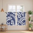 thumbnail image 3 of Indigo Leaves Tier Curtains 54 Inch Length, Farmhouse Botanical Leaf Branch Vintage Modern Cafe Curtains for Bathroom Over Sink, Small Kitchen Curtain Light Filtering Drapes 2 Panels 27.5"Wx54"L, 3 of 9