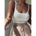 thumbnail image 3 of Strap Solid Bodycon Sexy Body Casual Basic White Summer Bodysuit Women Tops Sleeveless Sheer Bodysuits Jumpsuit Slim, 3 of 8