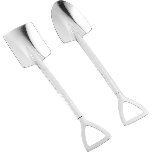 Sugar Spoons 4pcs Novelty Mini Shovel Shape Spoons Stainless Steel Dessert Spoons Stirring Spoons Espresso Spoon Coffee Tea Spoon Appetizer Spoons (Sliver) Stirring Spoon