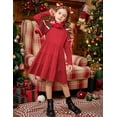 thumbnail image 5 of Arshiner Girls Long Sleeve Dress Fall Cotton Crewneck Tiered Ruffle Swing Solid Casual Midi Dresses, 5 of 8
