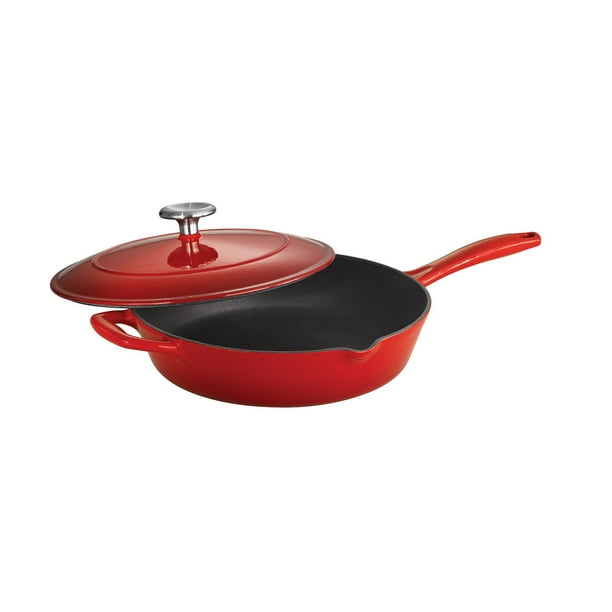Tramontina Gourmet Enameled Cast Iron Covered Skillet Gradated Red - Walmart.com