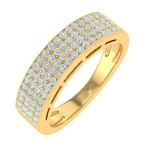 1/2 Carat Diamond Wedding Band Ring in 10K Yellow Gold (Ring Size 8) - IGI Certified