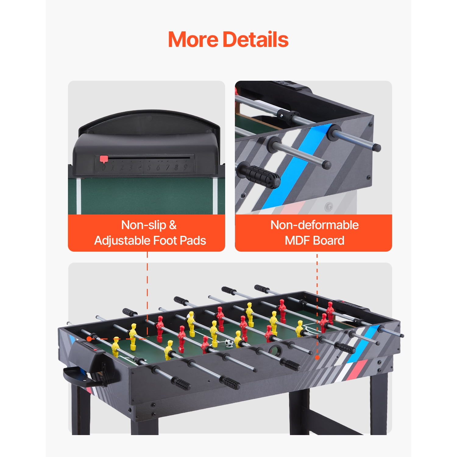 KFFKFF Quad-Function Game Table Kit, 48" Air Hockey Surface, Versatile Table Featuring Air Hockey, Pool, Foosball, Table Tennis, Pushers & Pucks, Recreational Arcade Table for Home Game Space