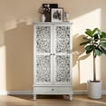 thumbnail image 2 of Tcbosik 55" Tall Accent Cabinet with Drawer and 2 Doors, Buffet Sideboard with Adjustable Shelf, Storage Cabinet for Dining Room, Living Room, Entryway, Antique Grey White, 2 of 7
