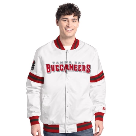 Men s-Starter White Tampa Bay Buccaneers Scout Full-Snap Varsity Jacket