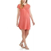 Paisley Sky Babydoll Dress Maternity Size S Pink Short Sleeve With Lace Yoke B1