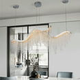 thumbnail image 3 of 36-inch Modern Wave LED Crystal Chandelier - Adjustable Color Temperature 3000K/4000K/6000K - Adjustable Height - Elegant Chandelier for Living Room and Luxurious Space, 3 of 9