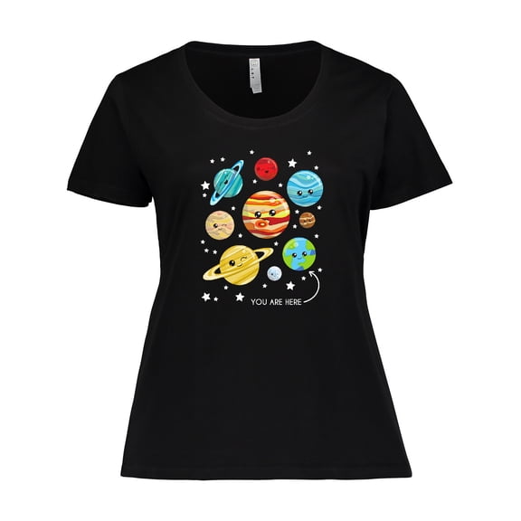 Inktastic Cute Planets, Stars, Astronomy, Space, Cosmos Women's Plus Size T-Shirt