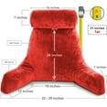 thumbnail image 6 of Husband Pillow - Red Big Reading & Bed Rest Pillow with Arms - Sit Up Tall with Premium Shredded Memory Foam, Detachable Neck Roll, Removable Plush Covers & Zipper Shell for Adjustable Loft, 6 of 14