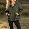 thumbnail image 5 of Htigea Fall Jackets for Women Full Zip Up Hooded Coat Lightweight Outdoor Active Jacket with Pockets Green XL, 5 of 7