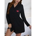 thumbnail image 3 of Diconna Chemise de Nuit pour Femmes, Manches Longues, Boutonnée, Col à Revers, Robe de Nuit, 3 of 7
