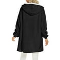 thumbnail image 4 of WREESH Fashion Winter Jacket Womens Solid Color Warm Hooded Plus Size Home Casual Jacket Long Sleeved Hooded Casual Jacket Black, 4 of 5