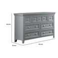 thumbnail image 5 of Benjara Cile 56 Inch Dresser, 7 Gliding Drawers, Gray Wood, Round Nickel Handles, 5 of 5