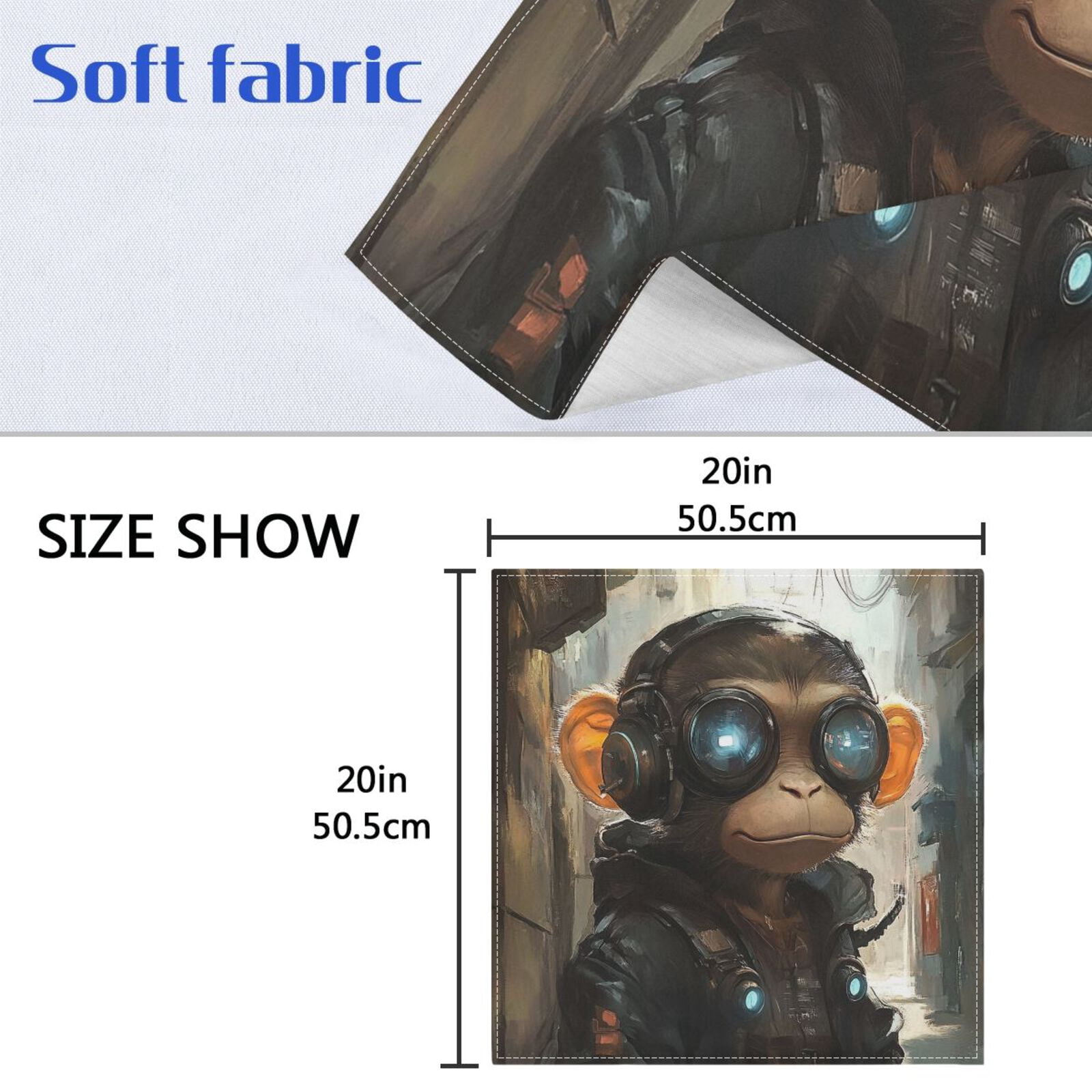 JSTEL Cute Cyberpunk Monkey Cloth Napkins Set of 6, 20x20 Inch Washable and Reusable Napkin for Decoupage Dinner Party Everyday Use