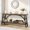 thumbnail image 3 of Tribesigns 70.8”Sofa Tables, Extra Long Console Tables for Entryway, 2 Tier TV Stand with Steel Frame for Living Room, Rustic Brown Black, 3 of 7