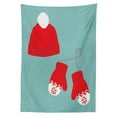 thumbnail image 3 of Ambesonne Christmas Tablecloth Rectangular Table Cover, Pair of Mittens Hat, 52"x70", Vermilion Seafoam, 3 of 4