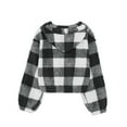thumbnail image 3 of AINIYS Kids Plaid Plush Fashion Clothes 9 Years Girls Y2K Plullover Vintage Winter Sweatshirt Long Sleeve 1/4 Button up Plus Size Hoodies Casual Pullover with Pockets Fuzzy Outewar Sweatshirt, 3 of 6