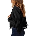 thumbnail image 4 of Campera PRETTYGARDEN Negra de Gamuza Sintética con Flecos XL, 4 of 9