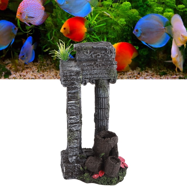 Adorno De Paisaje Para Pecera, Fácil De Limpiar, Reutilizable, Exquisita Simulación, Decoración De Acuario, Columnas Romanas Para Agua Dulce