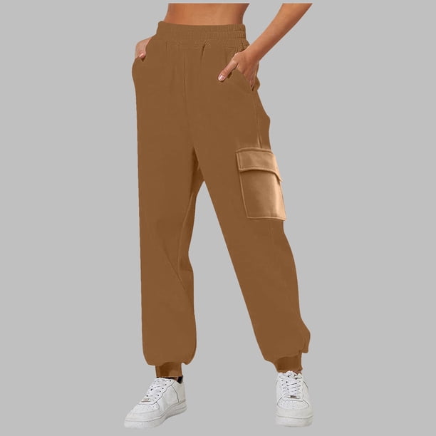 WILLBEST Pantalones Deportivos Casuales para Mujer, Forrados, de Pierna Ancha y Recta, de Cintura Alta y con Bolsillos para Entrenar y Disfrutar Del Tiempo Libre. Chica