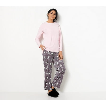 

Carole Hochman Women’s Petite Silky Velour Fleece Crew Neck Novelty PJ Set
