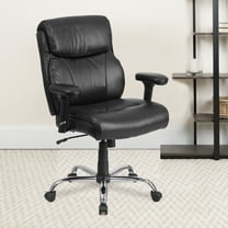 Emma Oliver 400 lb. Big & Tall Mid-Back Black Stitch LeatherSoft Arm Ergonomic Office Chair