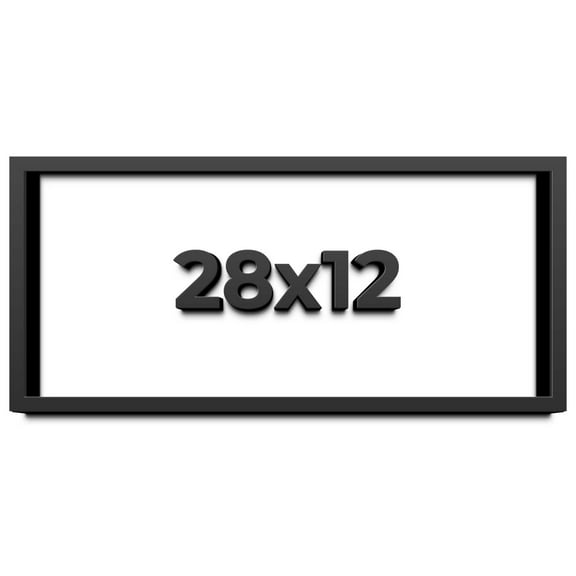 28x12 Shadow Box Frame Black | 1 inches Deep Real Wood Contemporary Shadowbox Display Frame | UV
