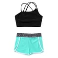 thumbnail image 3 of LiiYii Kids Girls Ballet Jazz Dance Costume Crop Top with Shorts Pantskirt 2 Piece Gymnastic Outfit Geometric Black 6, 3 of 5