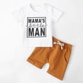 thumbnail image 2 of TOWED22 Toddler Boys Summer Outfits Mamas Boy Checkerboard Short Sleeve T-Shirts Tops and Elastic Waist Shorts Clothes Sets(White,3-6 Months), 2 of 9