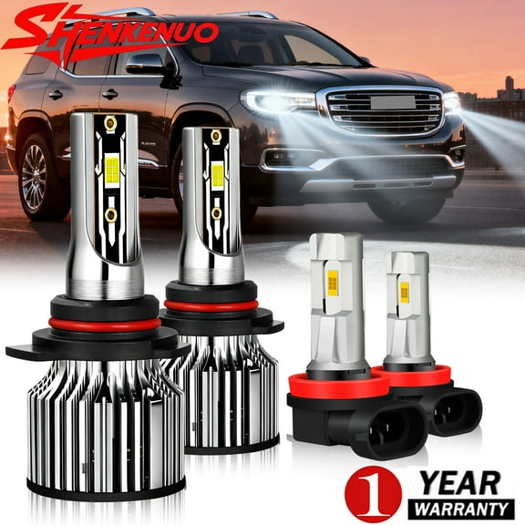 For GMC Acadia 2013 2014 2015 2016 2017 2018 white LED Headlight Fog Light Bulbs