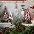 thumbnail image 2 of Northlight Set of 3 Red and White Beaded Christmas Trees Wooden Table Decorations 0.98 FT, 2 of 6
