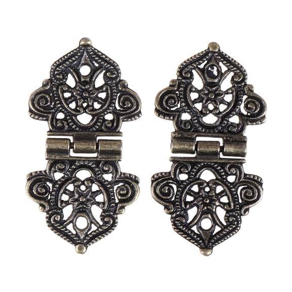 2pcs Vintage Alloy Hollow Flower Hinge Furniture Hardware Metal Hinges Cabinet Door Butt Hinges for DIY Box 24*54mm