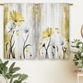 thumbnail image 6 of Rustic Farmhouse Yellow Daisy Kitchen Curtains Watercolor Floral Flower Small Short Cafe Window Curtains Butterfly Country Bathroom Drapes Treatment Tier Curtains 2 Panels (27.5x36 Inch), 6 of 6