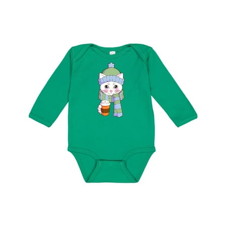 

Inktastic Cute White Cat in Scarf and Hat Gift Baby Boy or Baby Girl Long Sleeve Bodysuit