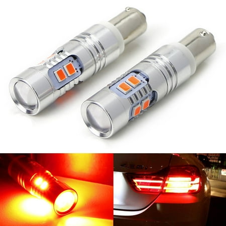 

iJDMTOY (2) Strobe/Flashing Feature Red 10-SMD H21W LED Replacement Bulbs For 2012-2015 BMW F30 3 Series 2014-2017 F32 4 Series Rear Brake Lights