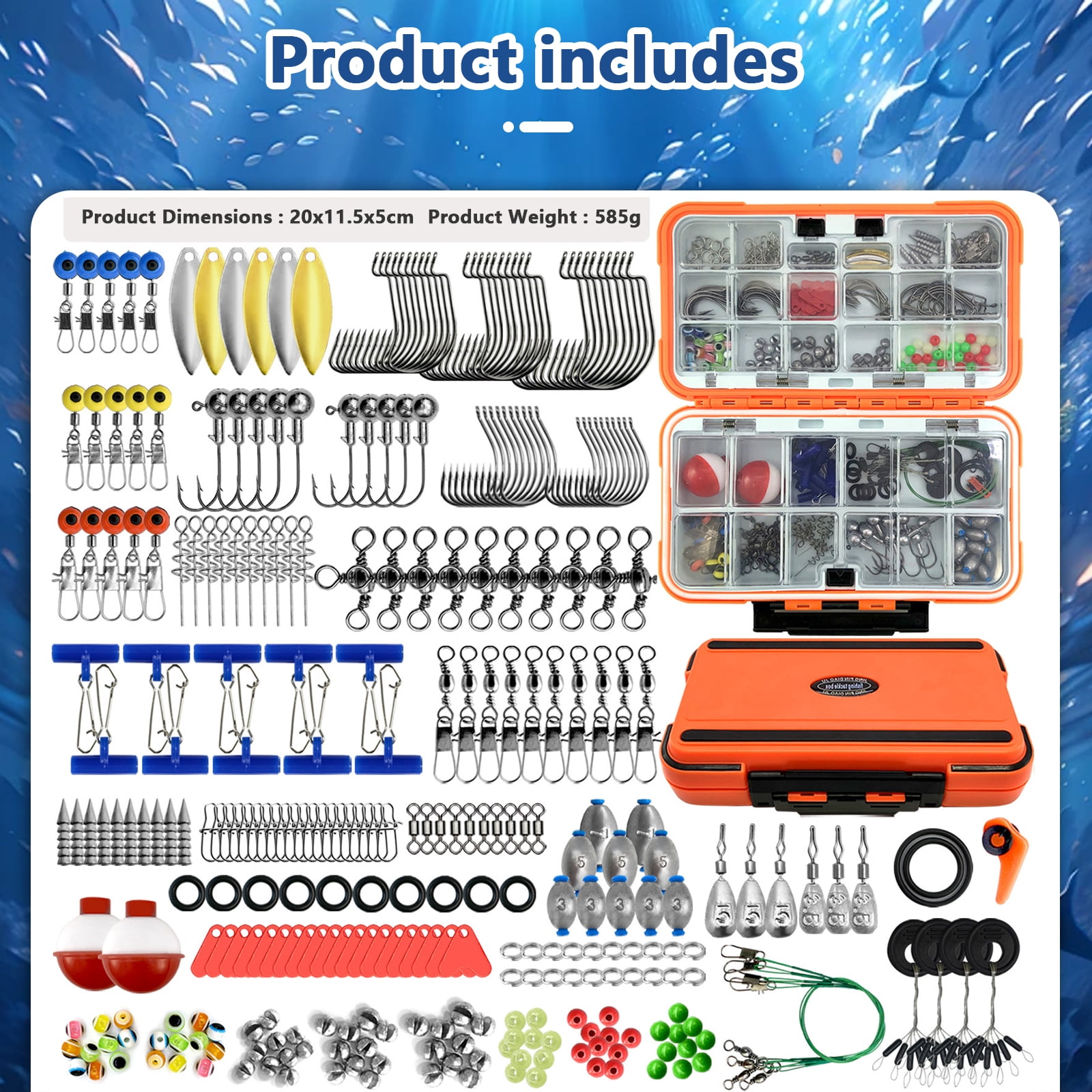 Arcticwind Fishing Accessories Kit,319PCS Fishing Tackle Box with Hooks with Fishing Hooks,Swivels,Beads,Heart Shaped Plastic Sheet for Saltwater & Freshwater Fishing