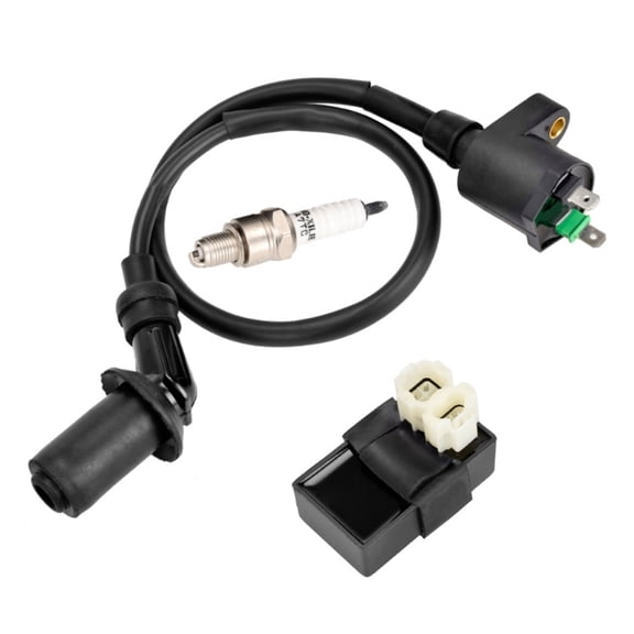 Ignition Coil + CDI + Starter Solenoid Relay + Spark Plug Kit For Kawasaki Bayou 300 KLF300 1988–2004