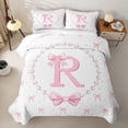 thumbnail image 2 of Manfei Kawaii Bow Pearl Letter R Monogrammed Twin Quilt Set for Girls Female,Dreamy Princess Bowknot Twin Coverlet Set for Teens, 2 of 7