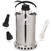 FLUENTPOWER 3/4HP Submersible Sump Pump, 3300GPH Stainless Steel Utility Water Pump, Manual Control with 26-Foot Cord