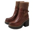 thumbnail image 2 of Sam Edelman Sidney Brandy Leather Pull On Rounded Toe Ribbed Knit Fabric Boots (Brandy Leather, 5), 2 of 6