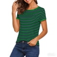 thumbnail image 3 of LIaqionyy Womens Striped Tops Short Sleeve Crew Neck Casual T Shirts Vacation Outfits Fashion Comfortable Tees, 3 of 6