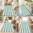 thumbnail image 4 of Hallway Runner Rug 2'x6', Turquoise Khaki Striped Kitchen Runner Rugs Non-Slip Carpet Mats, Modern Minimalism Abstract Art Bedside Rugs Runners Washable Floor Carpet for Bathroom Laundry Room, 4 of 8