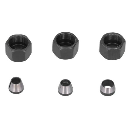 

6Pcs Router Collet Adapter Carbon Steel 6mm 6.35mm 8mm Set Kit with Nut for Trimmer