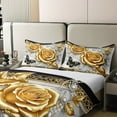 thumbnail image 3 of Manfei 3D Gold Rose Floral 100% Cotton Comforter Cover Twin for Girls, Chic Butterfly Bedding Twin Size, Luxury Pearl Print Bedding Accessories, Lightweight Bedroom Decoration, Reversible 2-Piece, 3 of 9