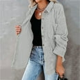 thumbnail image 5 of Patlollav Womens Corduroy Buttoned Cardigan Long Sleeve Lapel Padded Shirt Tops, 5 of 6