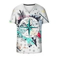 thumbnail image 2 of Birdeem Chandail Décontracté pour Hommes Col en V Imprimé Manches Courtes T-Shirt Blouse, 2 of 4